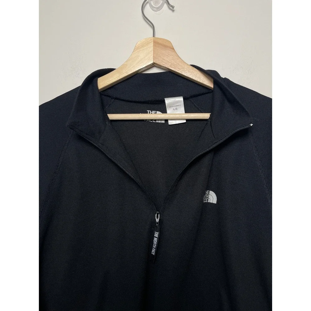 The North Face Mens L Black Quarter Zip Polartec Pullover Long Sleeve Shirt